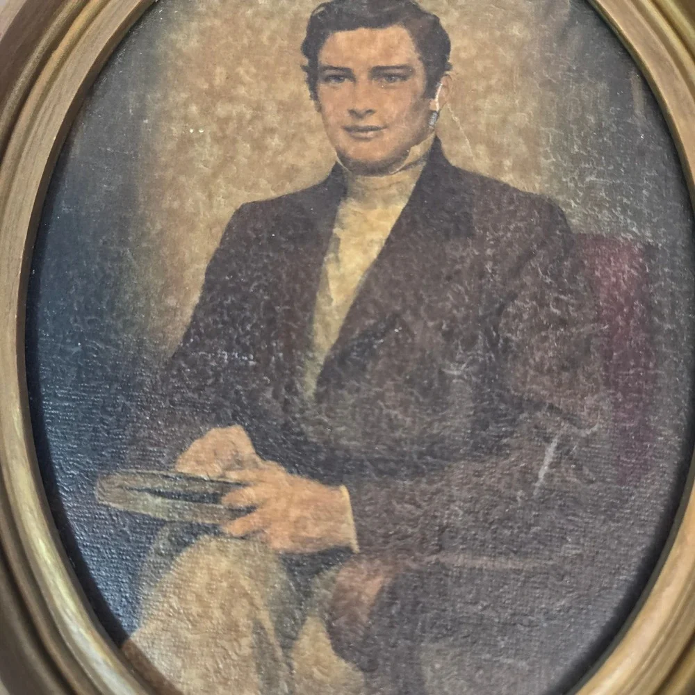 Vintage Colonial Gentleman Oval Framed Art Print by C. Bosseron Chambers NY